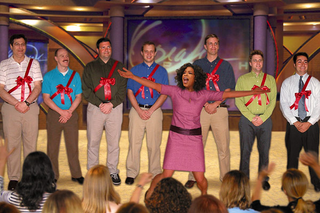 Winfrey presents the studio audience with men.